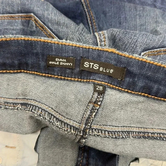 STS Blue Emma Denim Jeans Skinny Fit Ankle Pearl Diamond Embellished Size 28 - Picture 7 of 11